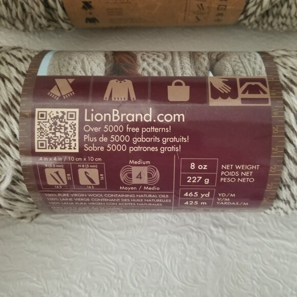 Lyon Brand Yarn Fishermans Wool  200 Oak Tweed Pure Virgin Wool Beige Brown - Picture 8 of 10